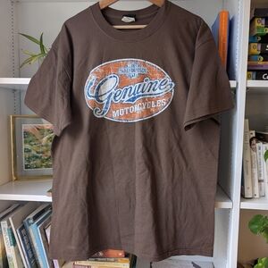Harley-Davidson Men' Graphic T-shirt Brown Genuine Motorcycles Tee Size Large